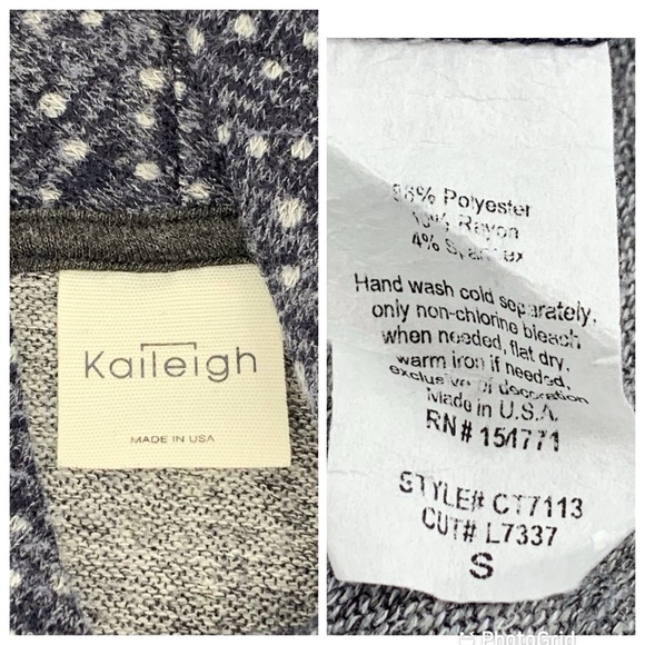 Kaileigh Gayle Blue Micro Polka Dot Cowl Neck Sweater, Small - Picture 16 of 16